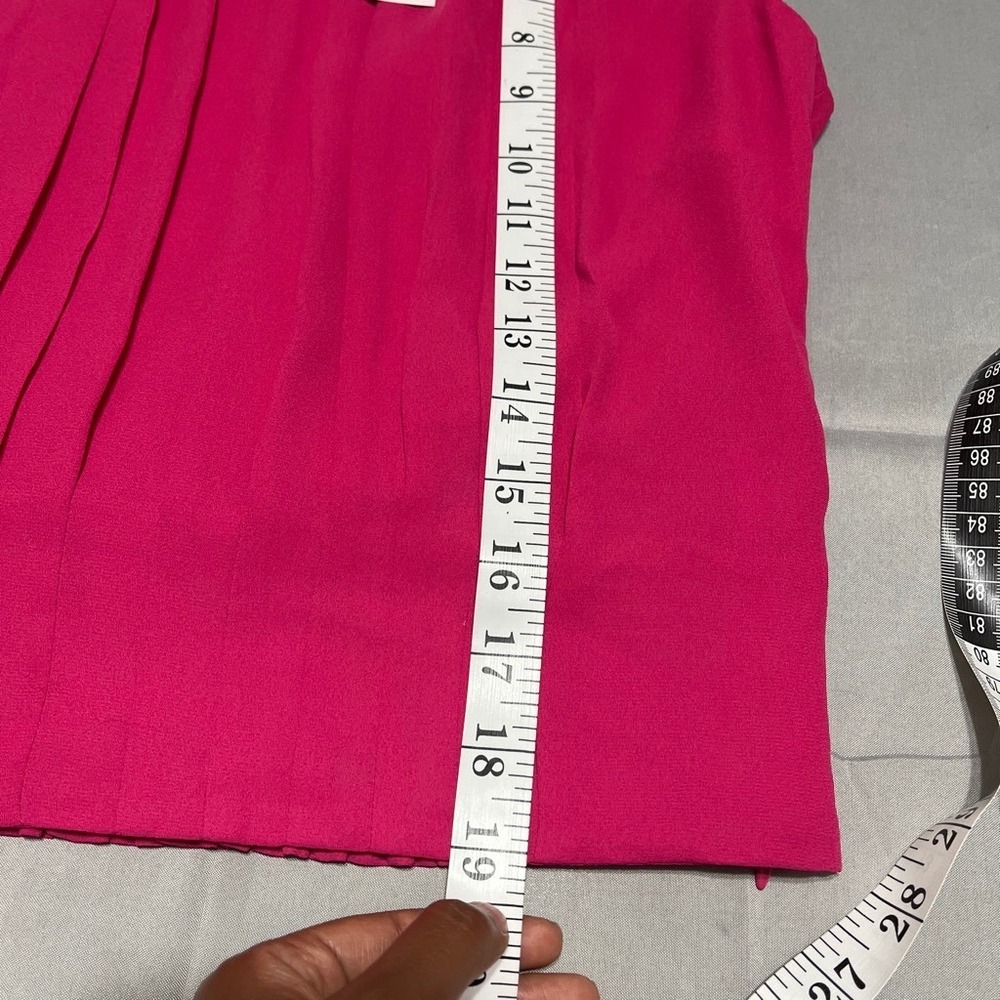 Ann Taylor NWT Fuchsia Pleated Sleeveless Blouse Office Siren Quiet Luxury M - Picture 6 of 6